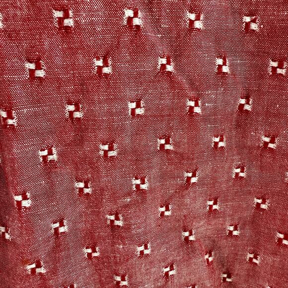 Cubavera Men's Large Red & White Embroidered Linen Blend S/S Button Up Shirt - Picture 5 of 8